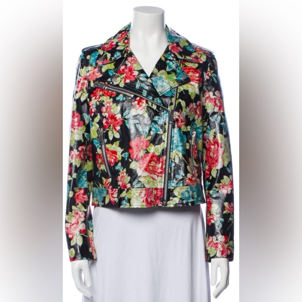 Leather Medium Walter Baker Floral Biker Jacket! So jazzy!